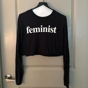 Cropped "Feminist" Long Sleeve Shirt (Gildan)